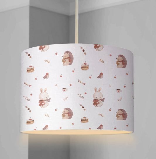 LAMPSHADE - Woodland - Animals & Cake, Lampshade or Table lampshade - Childrens Room Lampshade - Round Lampshade