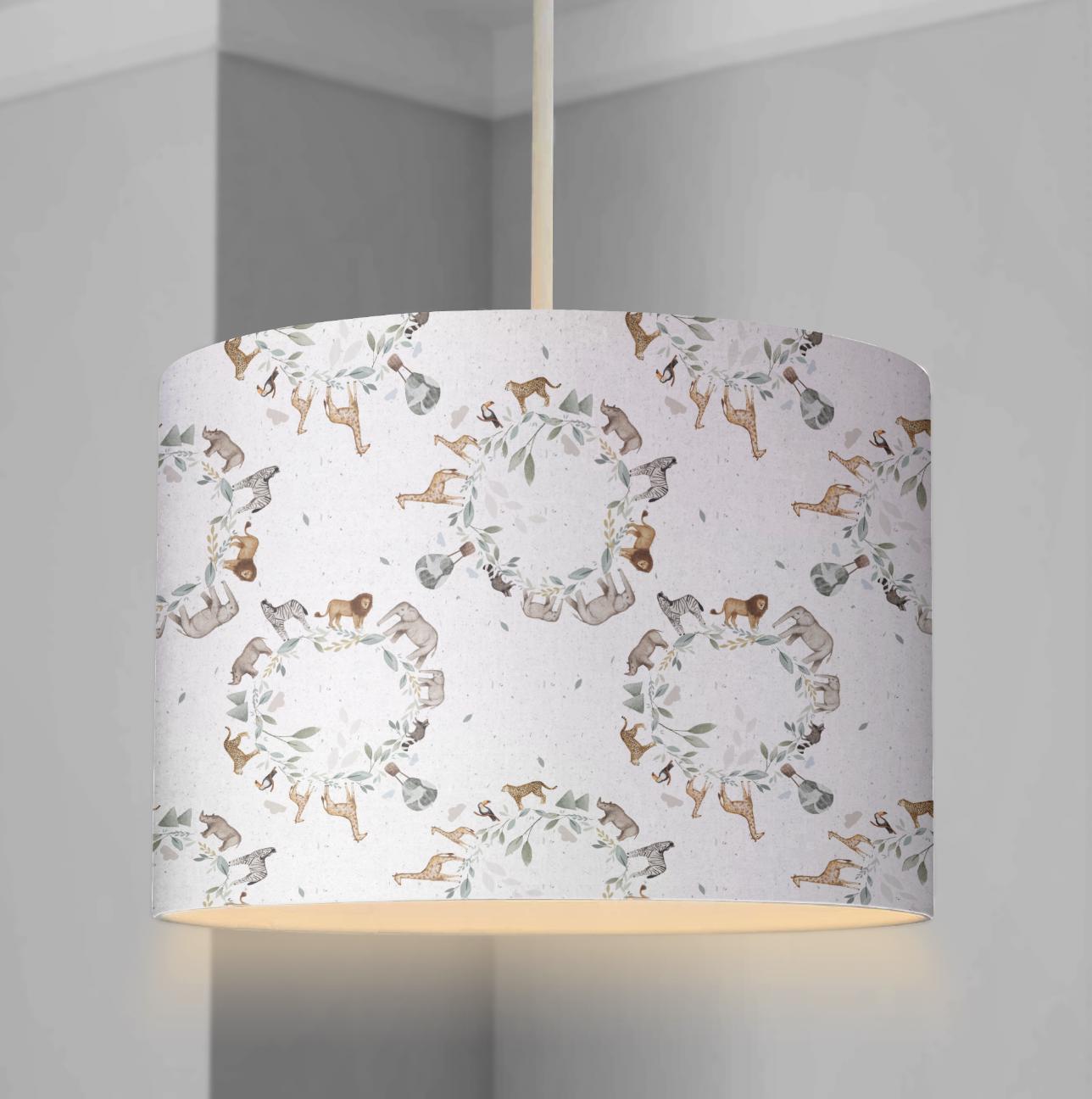 LAMPSHADE - Safari - World, Lampshade or Table lampshade - Childrens Room Lampshade - Round Lampshade