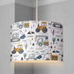 LAMPSHADE - Nursery Trucks and Diggers, Lampshade or Table lampshade - Childrens Room Lampshade - Round Lampshade