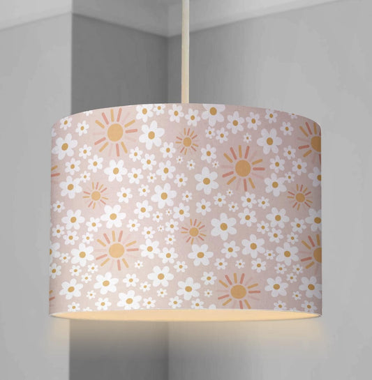 LAMPSHADE - Nursery Sun & Daisy, Lampshade or Table lampshade - Childrens Room Lampshade - Round Lampshade