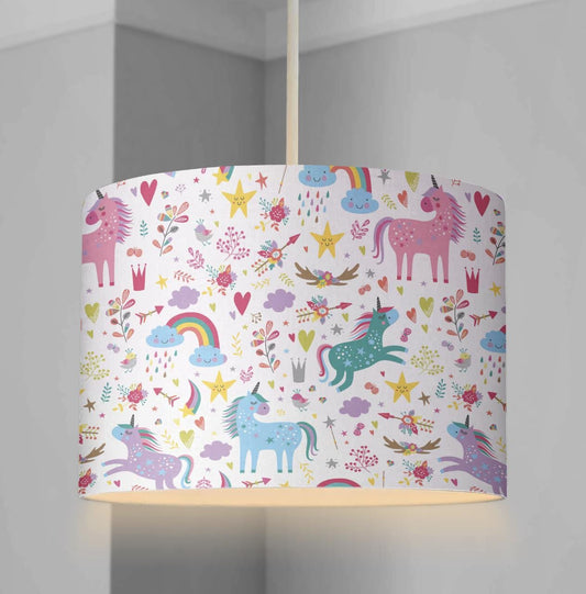 LAMPSHADE - Nursery Unicorn - Colourful, Lampshade or Table lampshade - Childrens Room Lampshade - Round Lampshade
