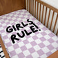 BEDDING - Checkered Girls Rule! Purple, Duvet Cover set, Fitted Sheets, Pillow Case, Modern Colourful Watercolour Kids Bedding