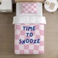 BEDDING - Checkered 'Time To Snooze' Pink/Baby Pink, Duvet Cover set, Fitted Sheets, Pillow Case, Modern Colourful Kids Bedding, Wavy