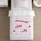 BEDDING - 'Summer Vibes Only' Pink and White stripes, Duvet Cover, Pillow Case, Modern Colourful Kids Bedding
