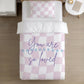 BEDDING - Checkered Purple/ White 'You Are So Loved', Duvet Cover, Pillow Case, Modern Colourful Kids Bedding