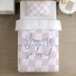 BEDDING - Checkered Purple/ White 'You Are So Loved', Duvet Cover, Pillow Case, Modern Colourful Kids Bedding