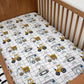 BEDDING - Trucks and Diggers - Grid, Duvet Cover set, Fitted Sheets, Pillow Case, Modern Colourful Kids Bedding