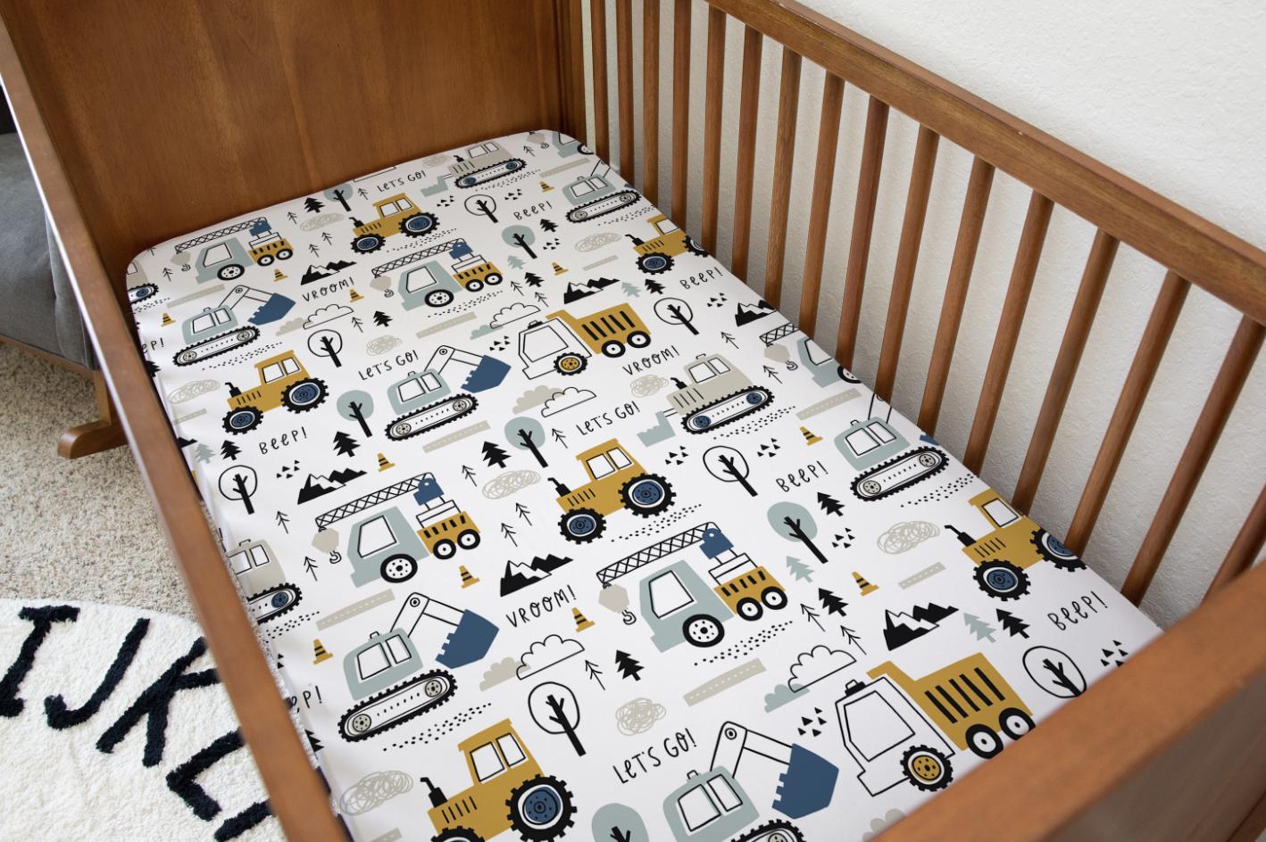 BEDDING - Trucks and Diggers, Duvet Cover set, Fitted Sheets, Pillow Case, Modern Colourful Kids Bedding