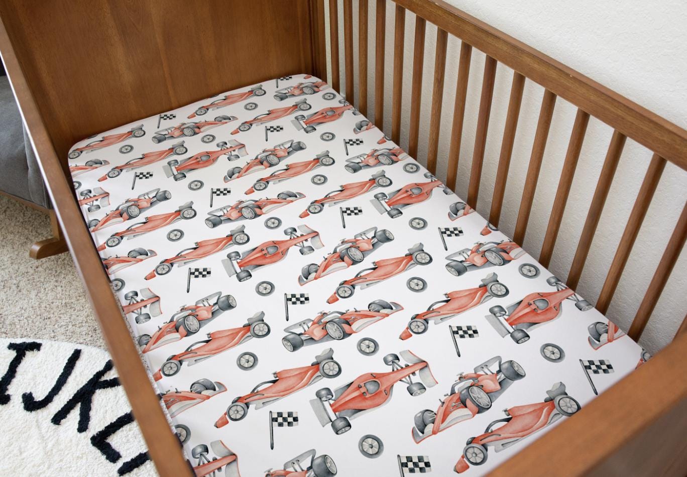 BEDDING - Race Cars - Red, Duvet Cover set, Fitted Sheets, Pillow Case, Modern Colourful Kids Bedding