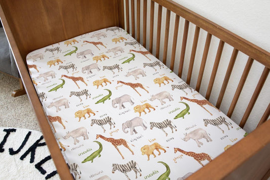 BEDDING - Safari - Animals ABC, Duvet Cover set, Fitted Sheets, Pillow Case, Modern Colourful Kids Bedding