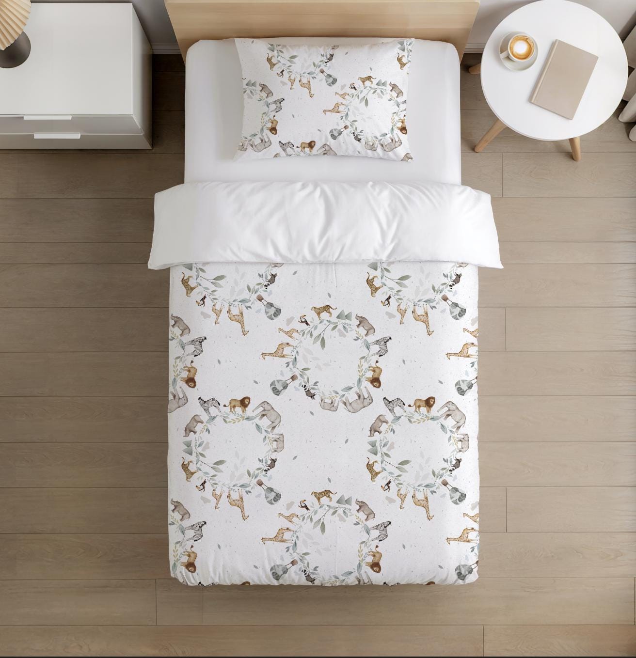 BEDDING - Safari - World, Duvet Cover set, Fitted Sheets, Pillow Case, Modern Colourful Kids Bedding