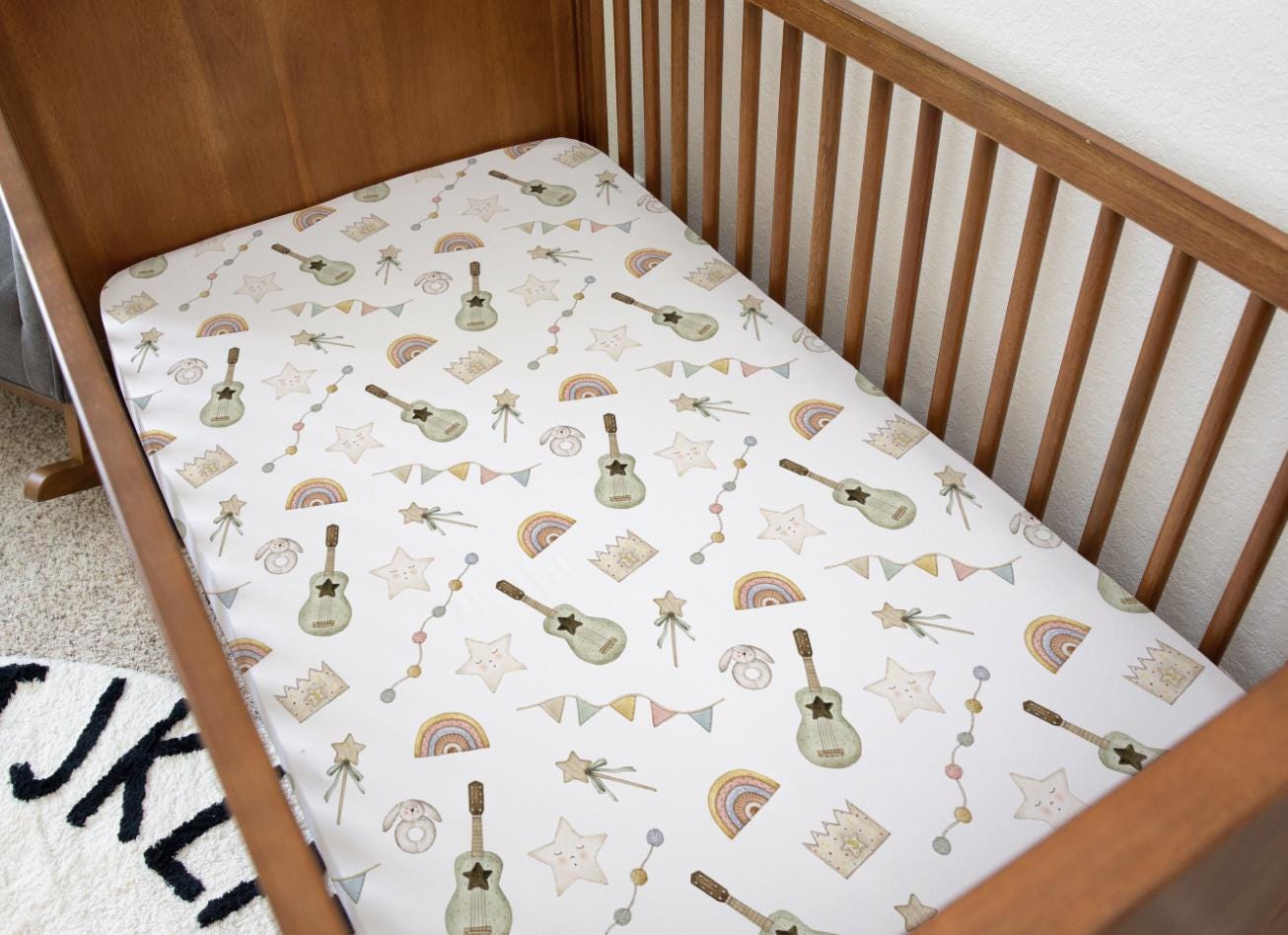 BEDDING - Nursery - Guitars, Duvet Cover set, Fitted Sheets, Pillow Case, Modern Bedding