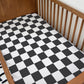 BEDDING - Checkered Almost Black and White, Duvet Cover, Fitted Sheet, Pillow Case, Modern Checkered Kids Bedding