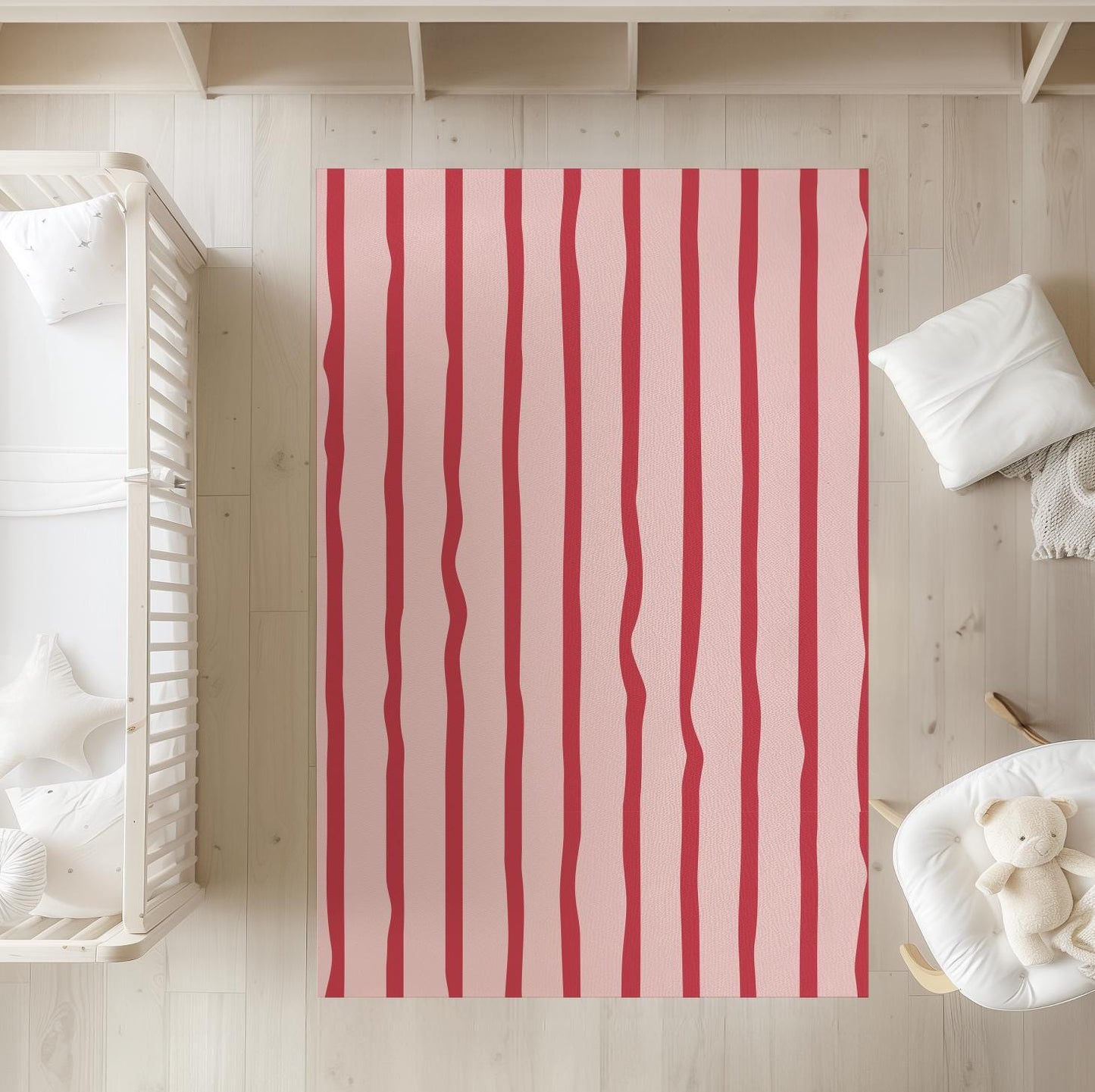 Wavy Stripes Pink and Red - Rug, Carpet, kids decor, Children's Room Decor, Kids Rug, Kids Carpet