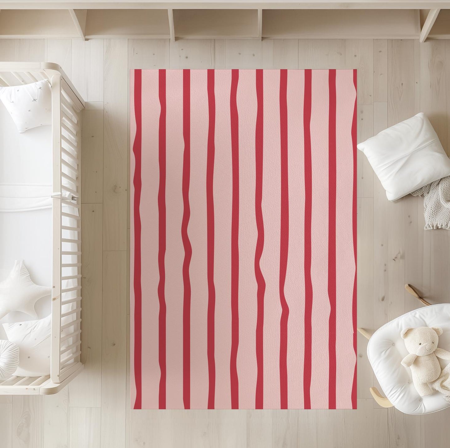 Wavy Stripes Pink and Red - Rug, Carpet, kids decor, Children's Room Decor, Kids Rug, Kids Carpet