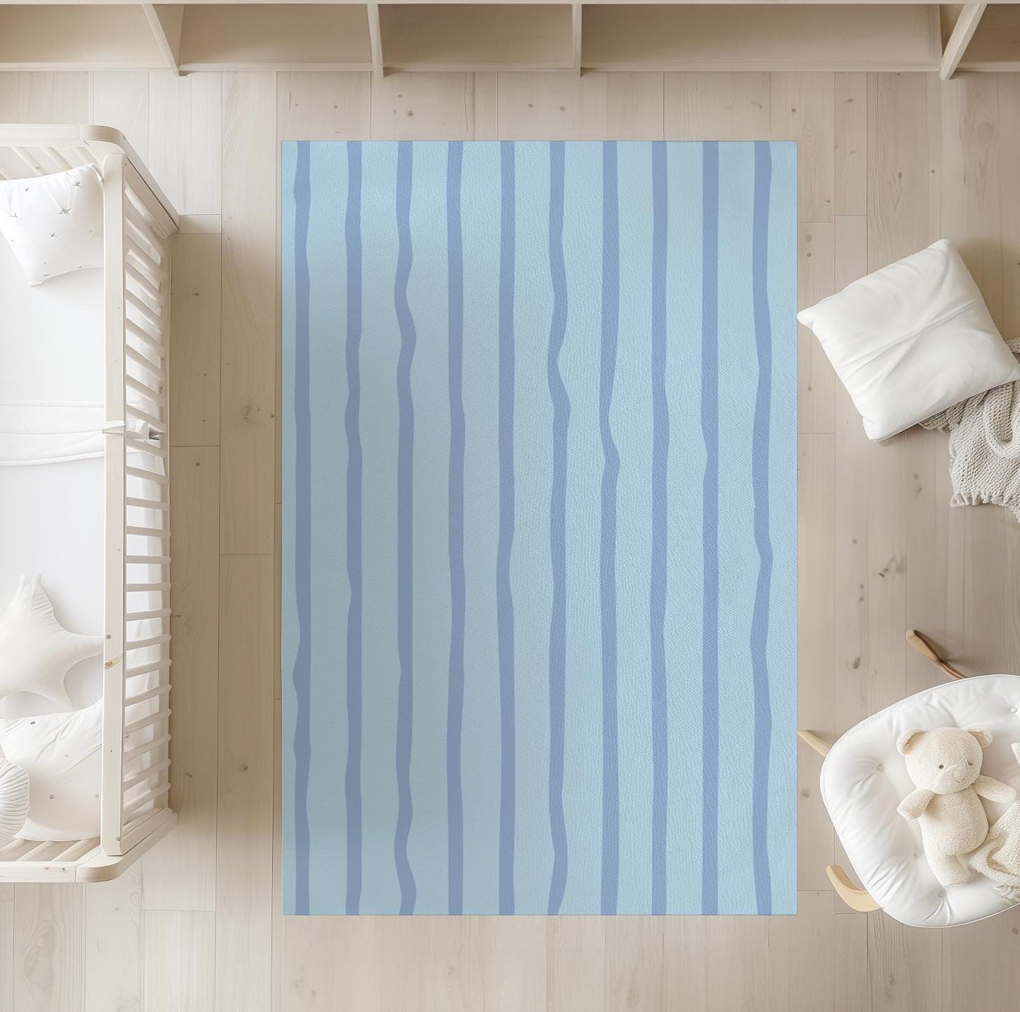 Wavy Stripes Blue - Rug, Carpet, kids decor, Children's Room Decor, Kids Rug, Kids Carpet