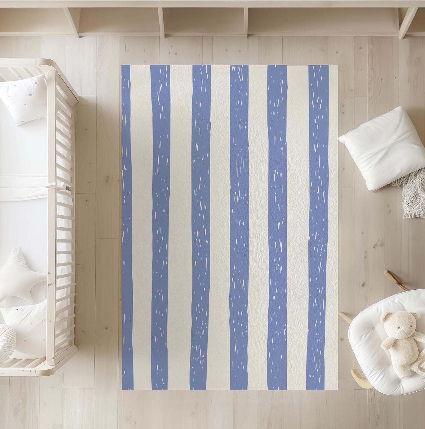 Freckled Navy Blue and White Stripe - Rug, Carpet, kids decor, Children's Room Decor, Kids Rug, Kids Carpet