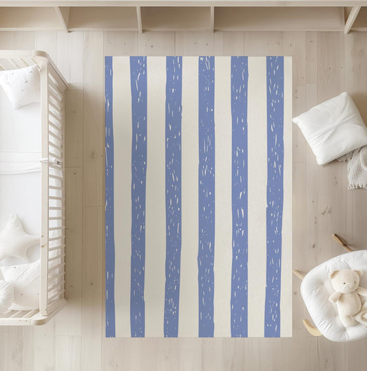 Freckled Navy Blue and White Stripe - Rug, Carpet, kids decor, Children's Room Decor, Kids Rug, Kids Carpet