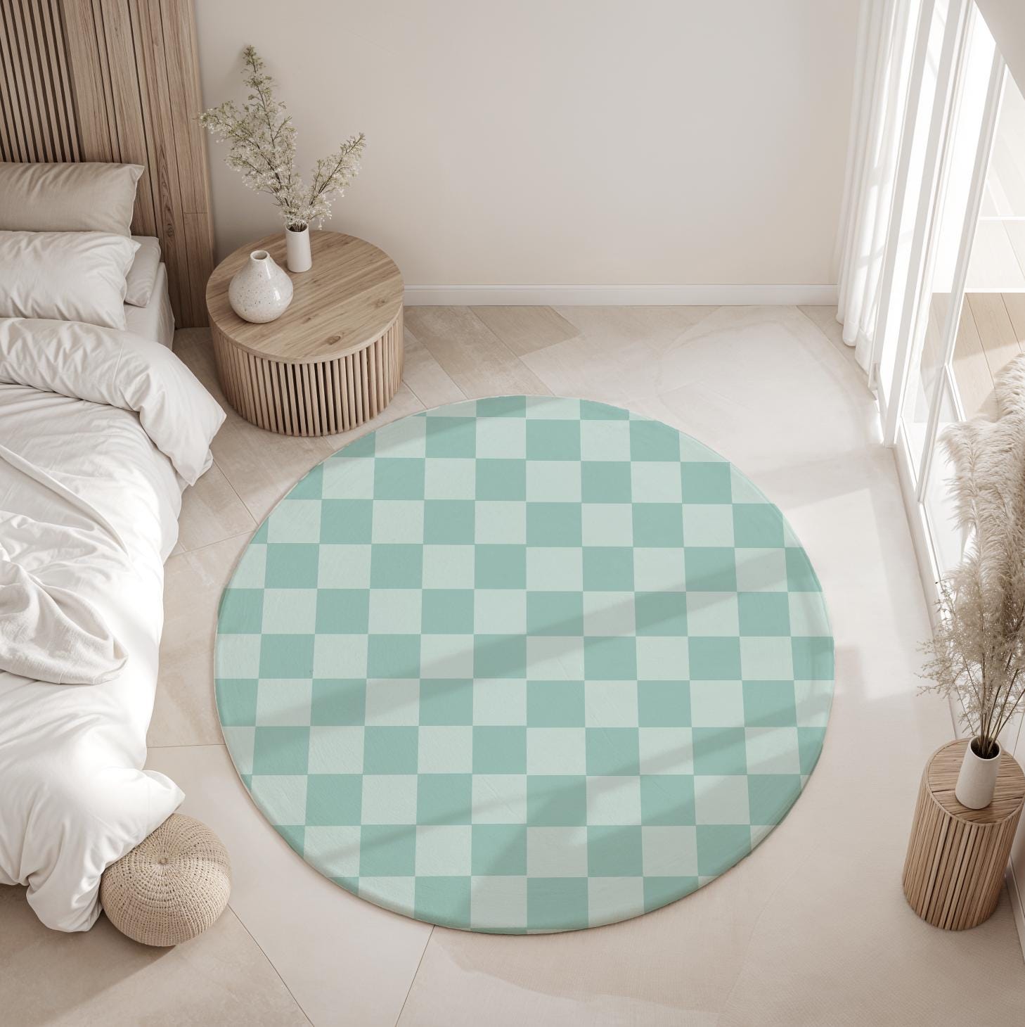 Checkered Blue Green Aqua - Rug, Carpet, kids decor, Children's Room Decor, Kids Rug, Kids Carpet