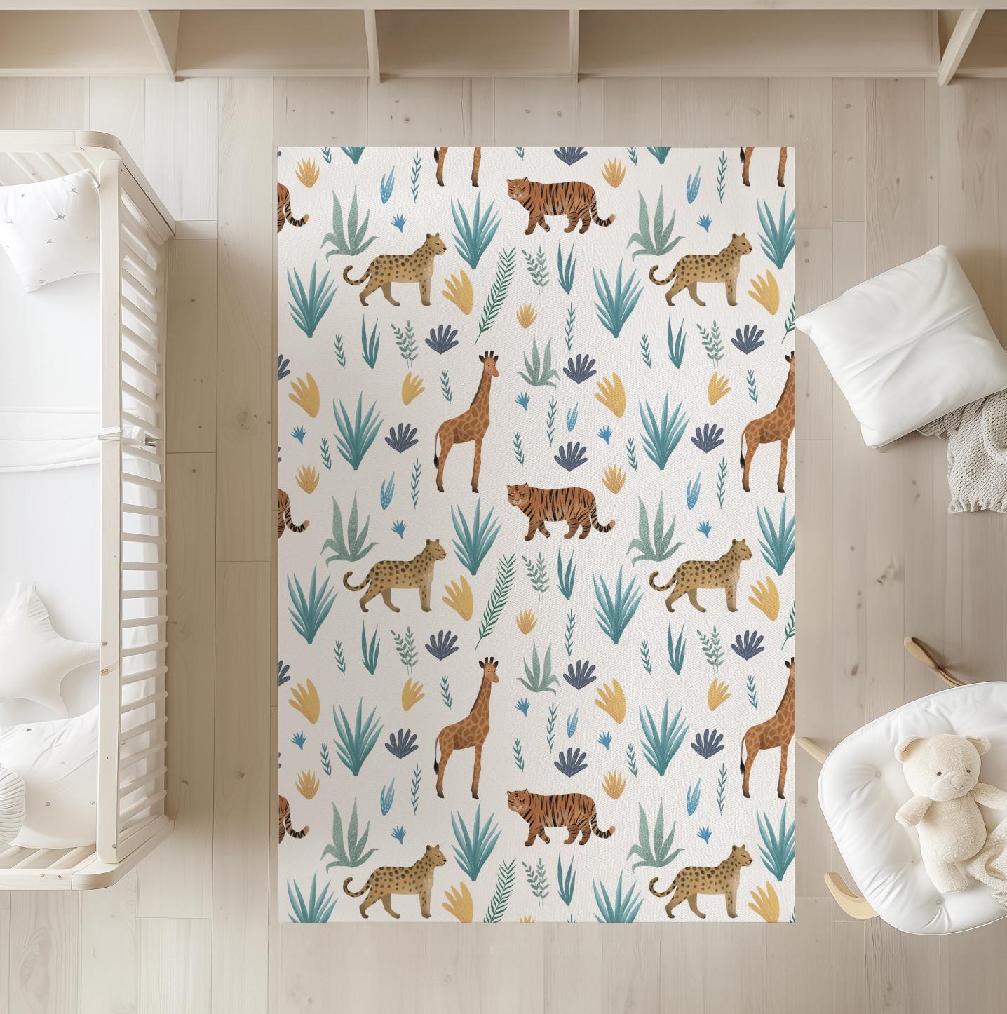Safari - Leopard and Tiger - Rug, Carpet, kids decor, Children's Room Decor, Kids Rug, Kids Carpet