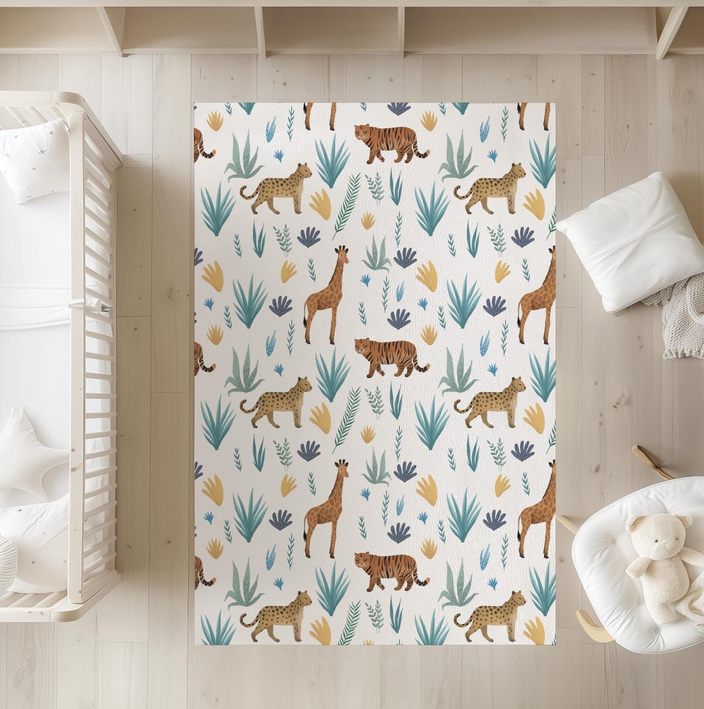 Safari - Leopard and Tiger - Rug, Carpet, kids decor, Children's Room Decor, Kids Rug, Kids Carpet