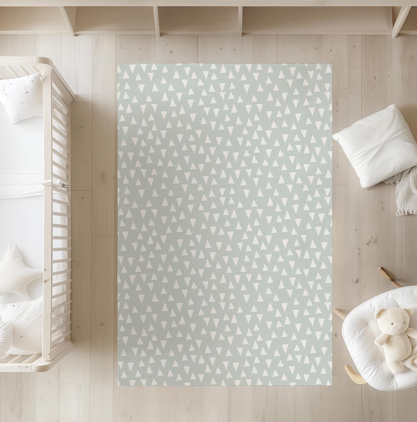 Mint With white Triangles, Carpet, kids decor, Children's Room Decor, Kids Rug, Kids Carpet