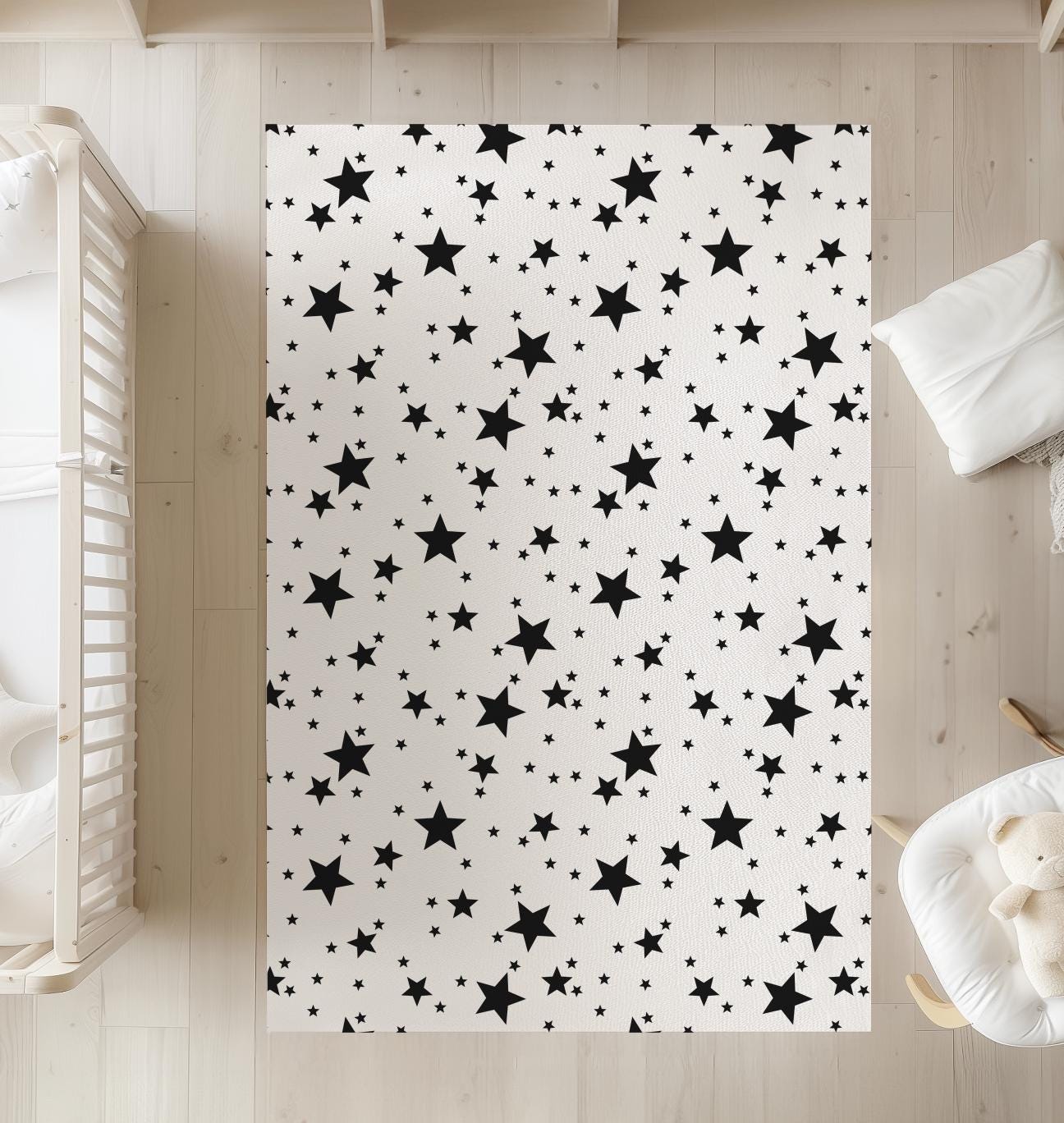 Black Stars, Carpet, kids decor, Children's Room Decor, Kids Rug, Kids Carpet