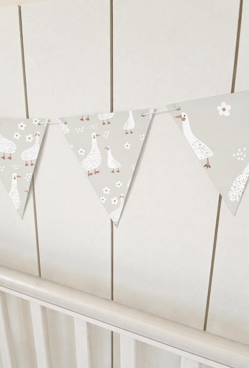 BUNTING - Goose & Daisies, Cardstock (300gsm card NOT fabric) Nursery Wall Prints, Bedroom Bunting, Nursery Bunting, Play Room