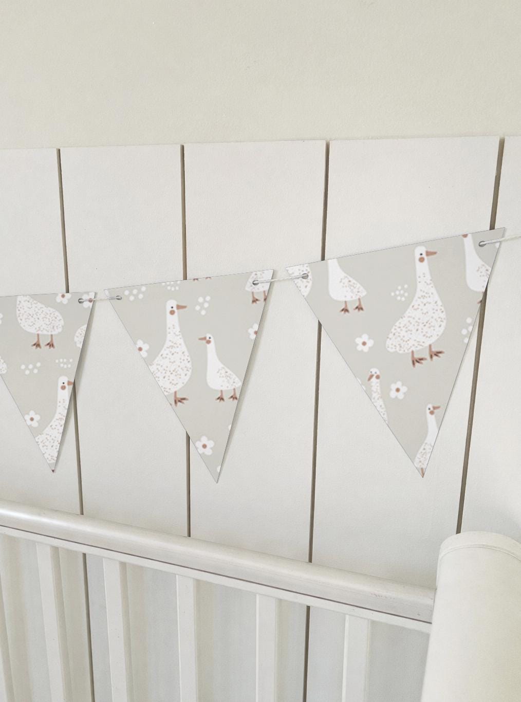 BUNTING - Goose & Daisies, Cardstock (300gsm card NOT fabric) Nursery Wall Prints, Bedroom Bunting, Nursery Bunting, Play Room