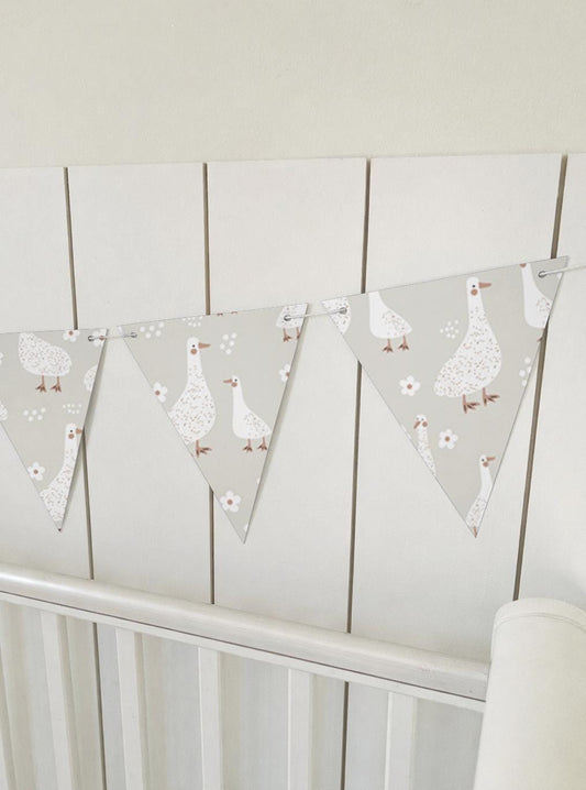 BUNTING - Goose & Daisies, Cardstock (300gsm card NOT fabric) Nursery Wall Prints, Bedroom Bunting, Nursery Bunting, Play Room