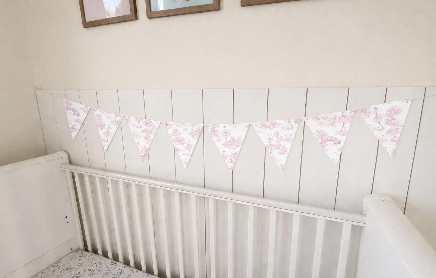 BUNTING - Toile De Jouy BALLERINA -Pink, Cardstock (300gsm card NOT fabric) Nursery Wall Prints, Bedroom Bunting, Nursery Bunting, Play Room