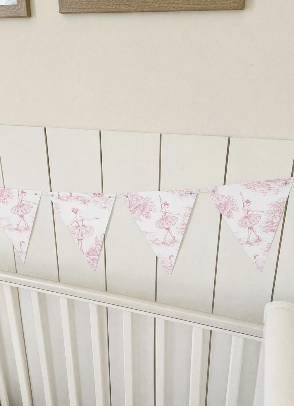 BUNTING - Toile De Jouy BALLERINA -Pink, Cardstock (300gsm card NOT fabric) Nursery Wall Prints, Bedroom Bunting, Nursery Bunting, Play Room
