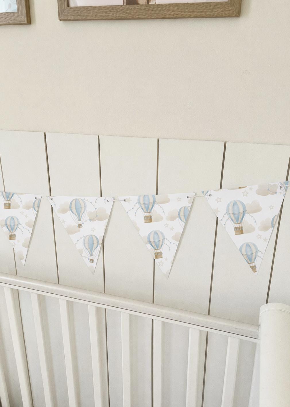 BUNTING - Multi Hot Air Balloons - Blue, Cardstock (300gsm card NOT fabric) Nursery Wall Prints, Bedroom Bunting, Nursery Bunting, Play Room