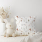 Woodland Mushroom & Flowers - Square Pillow, kids square throw pillow decor, Children's Room Decor, Cotbed bedding, bedding