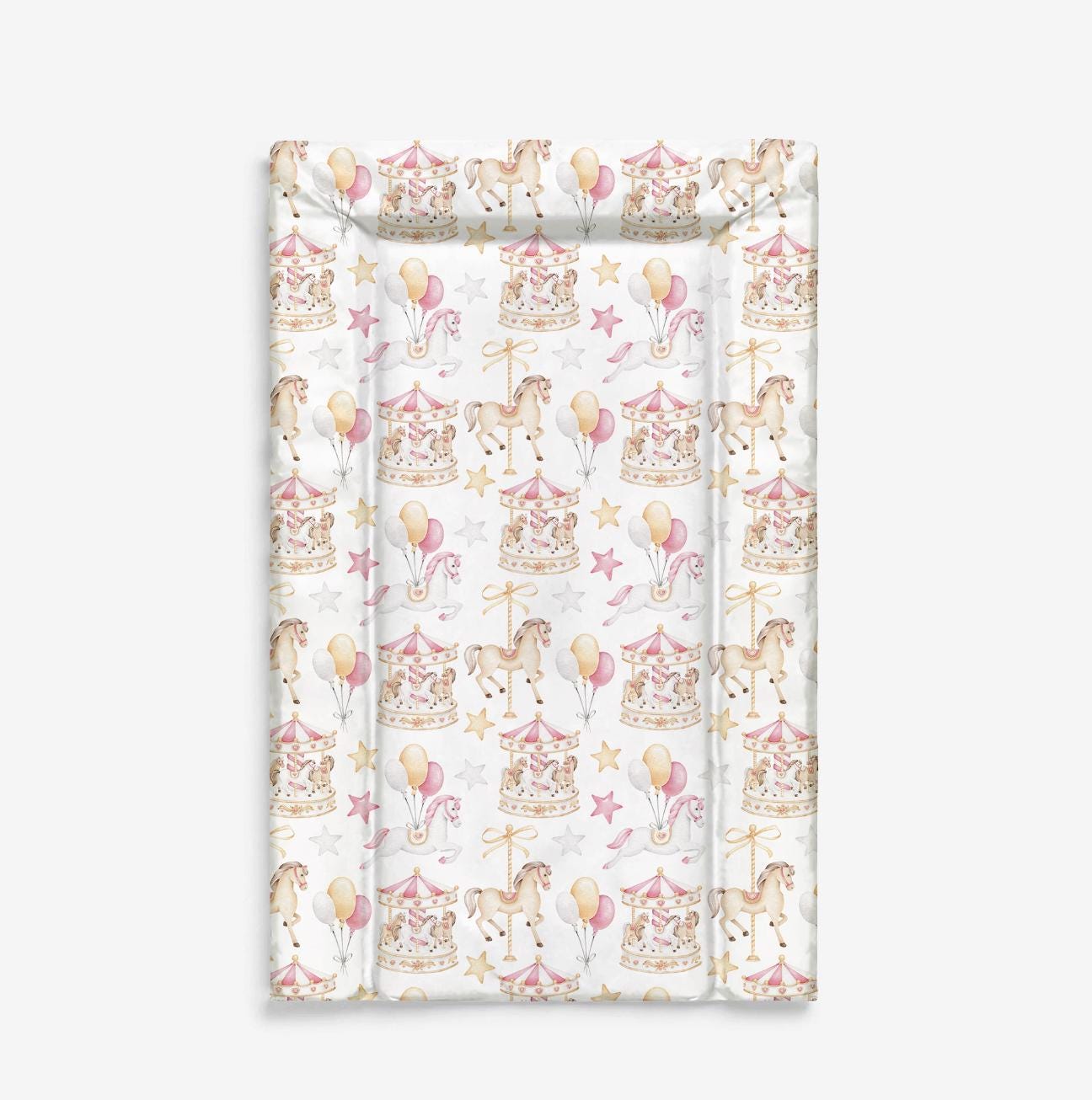 Vintage Pink Carousel Baby Changing Mat, Waterproof Changing Mat, Pink Nursery Decor, Wedge Mat, Travel Mat, Moses Basket Mat