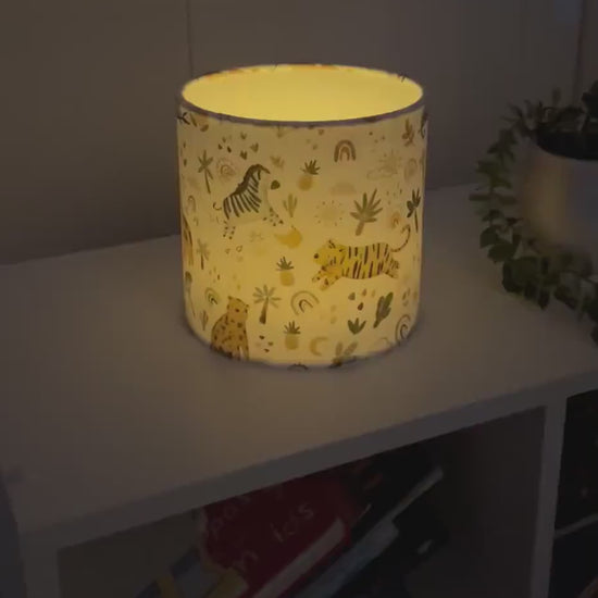 NIGHT LIGHT - Kids night light, Safari Doodle Design - Childrens Room lantern with LED Candle effect, Kids bedside light lantern, Kids decor
